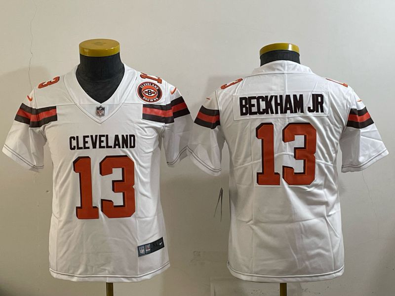 Youth 2025 Nike Cleveland Browns #13 Beckham jr white Retro Limited NFL Jersey style 03->youth nfl jersey->Youth Jersey
